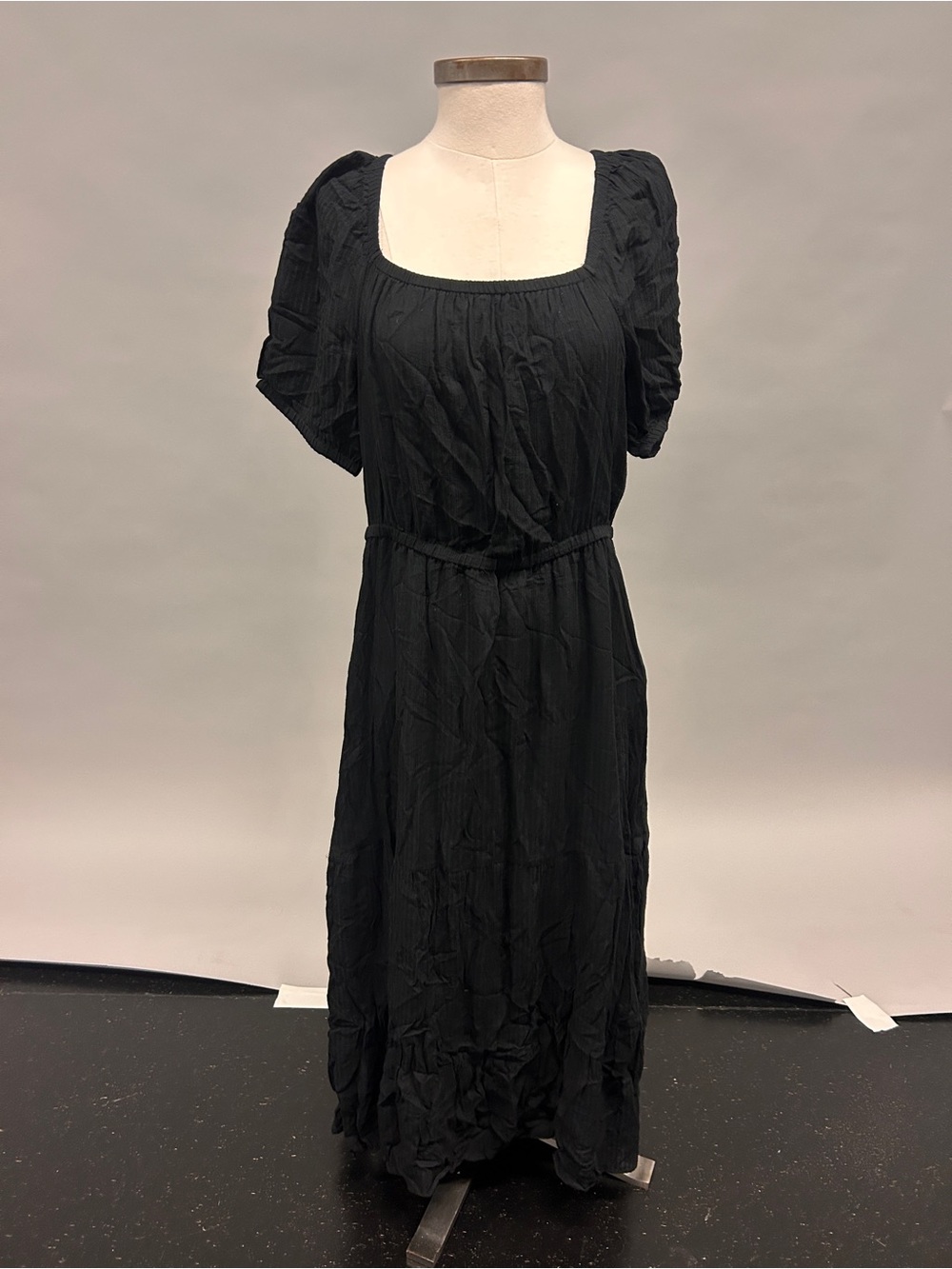 LOFT Black Puff Sleeve Maxi Dress
